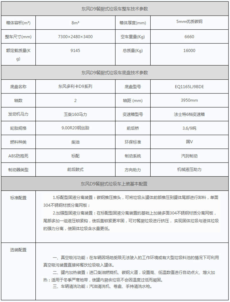 餐廚垃圾車參數