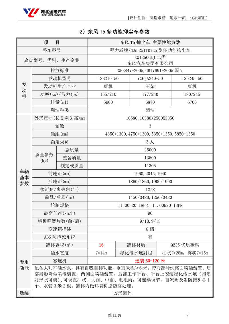 16噸東風T5多功能抑塵車資料（圓罐、60-120米霧炮）(圖5)