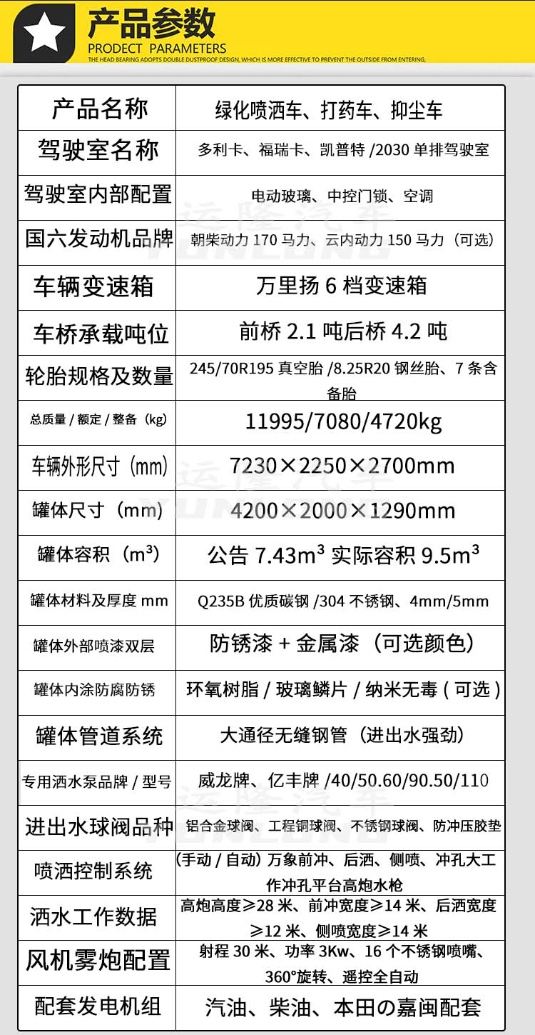 藍(lán)牌5方圓罐30米霧炮車，東風(fēng)小多利卡抑塵車(圖3)